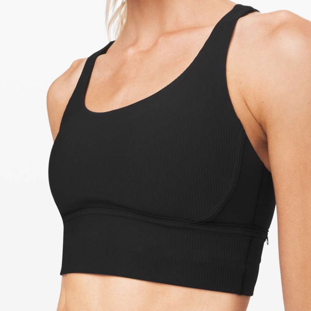 Lululemon Energy Longline Ribbed Sports Bra Black Size 6